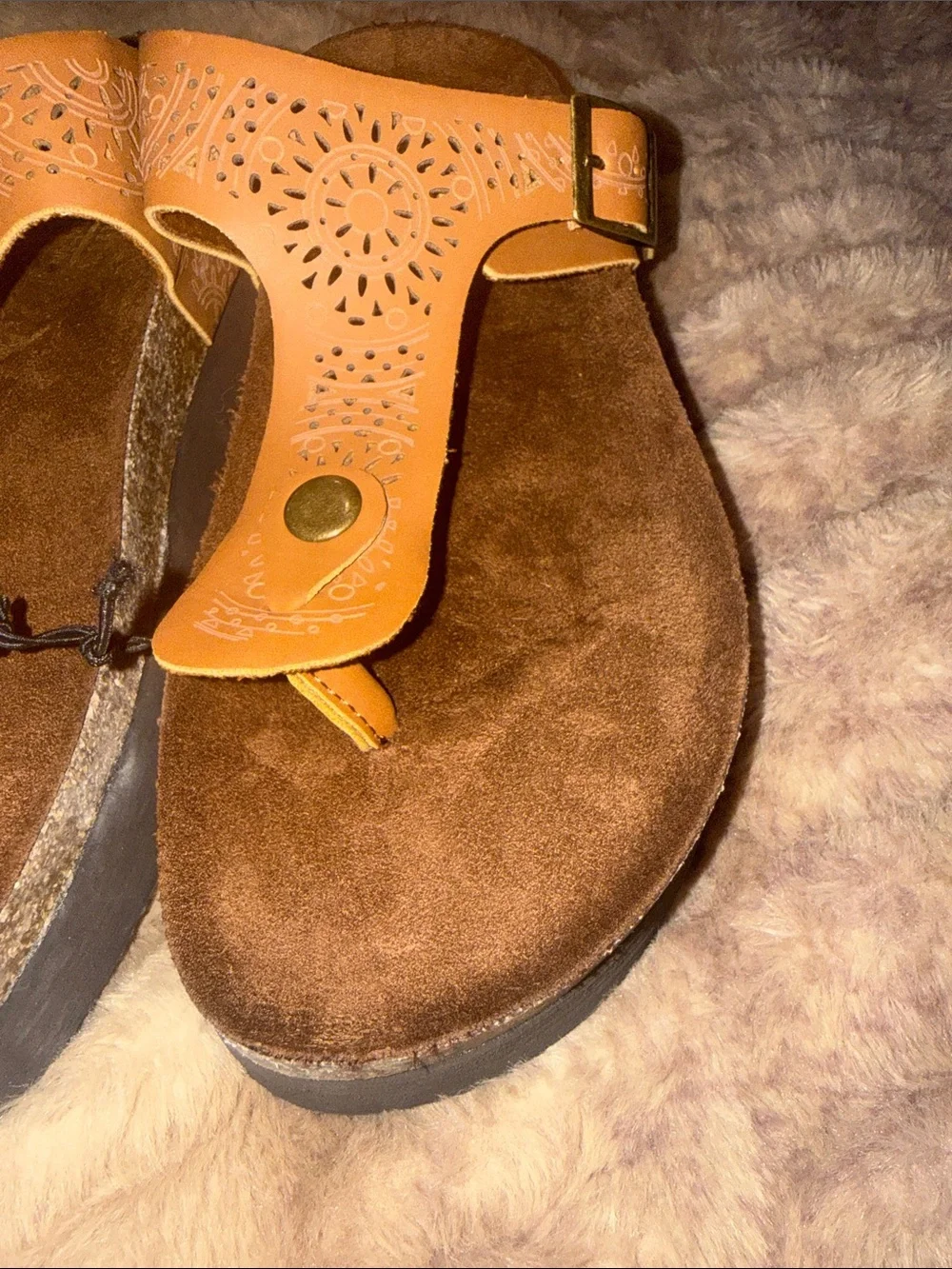 New cliffs by white  Mountain,  Dark Brown Braided Sandals, sz 7